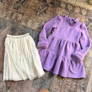Janie and Jack Purple Dress with Cream Skirt